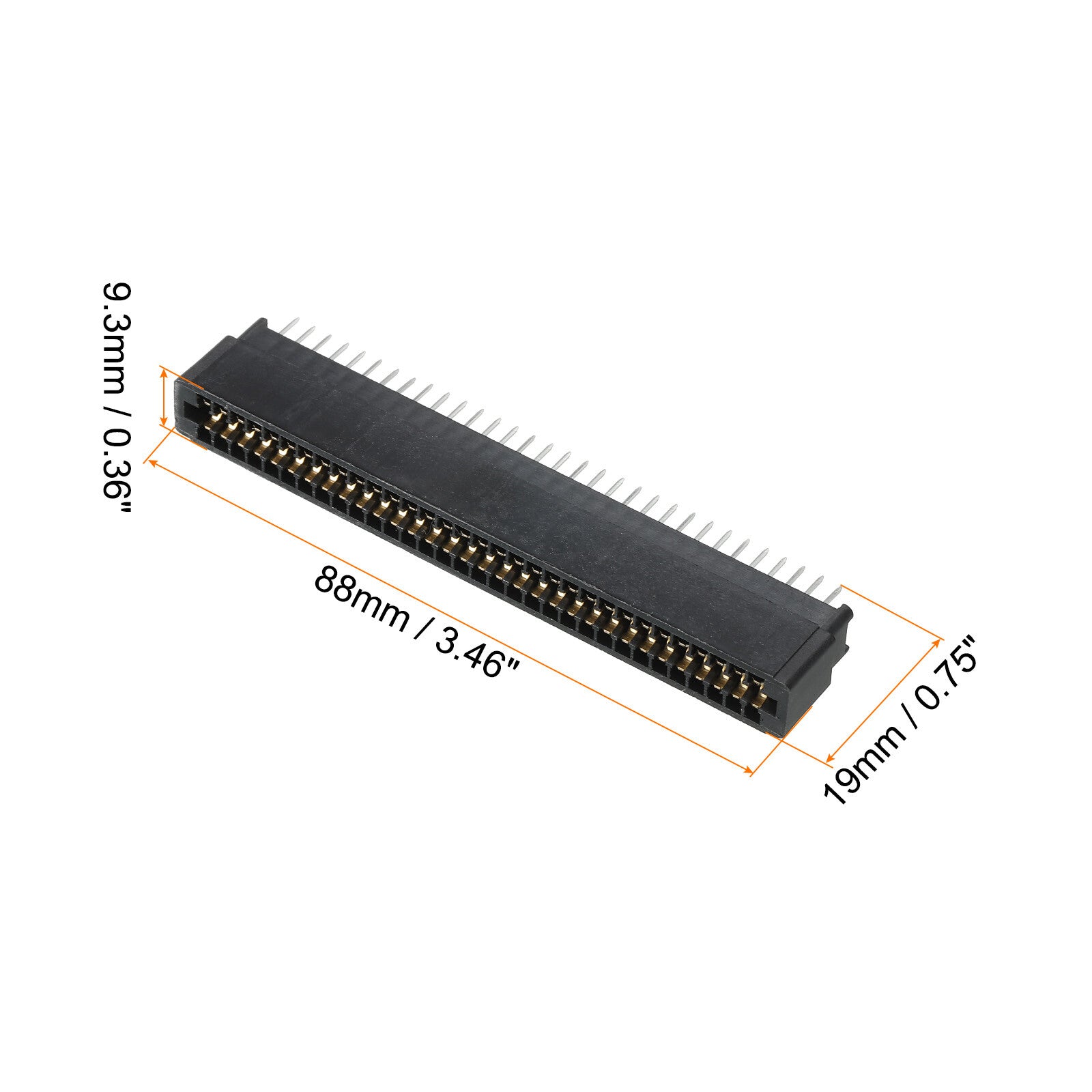 Card Edge Connector Black Socket Right Angle 64 Pin 2.54mm Pitch