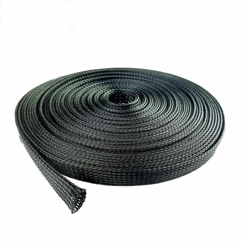 Black Braided PET Expandable Sleeve Cable Wire Sheath Mesh Loom 16mm x 1m