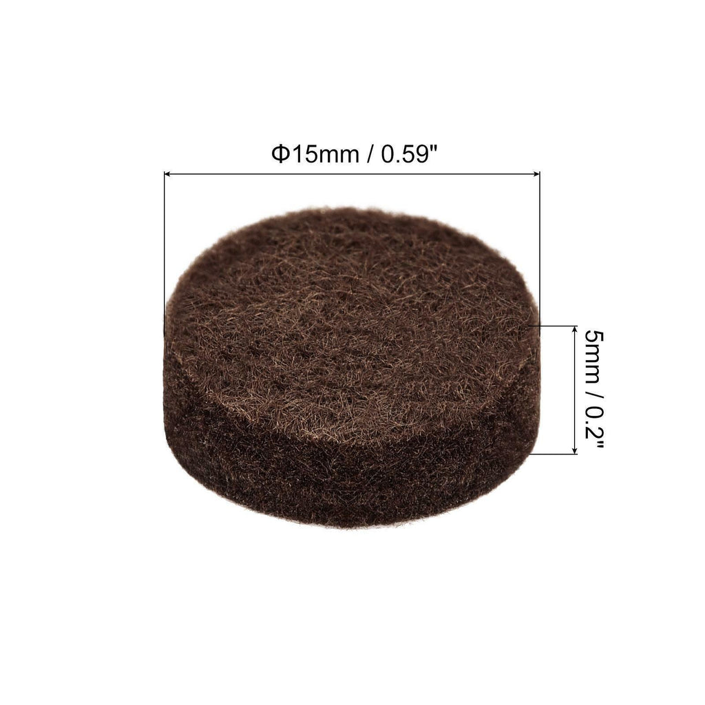 25pcs Felt Furniture Pads 15mm Dia 5mm Thick Adhesive Floor Protectors Brown