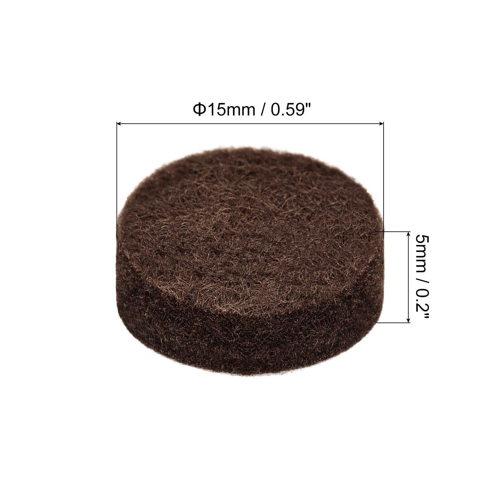 25pcs Felt Furniture Pads 15mm Dia 5mm Thick Adhesive Floor Protectors Brown