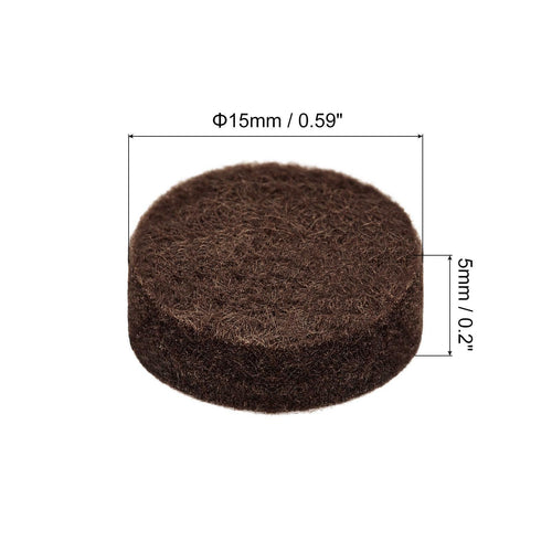 25pcs Felt Furniture Pads 15mm Dia 5mm Thick Adhesive Floor Protectors Brown
