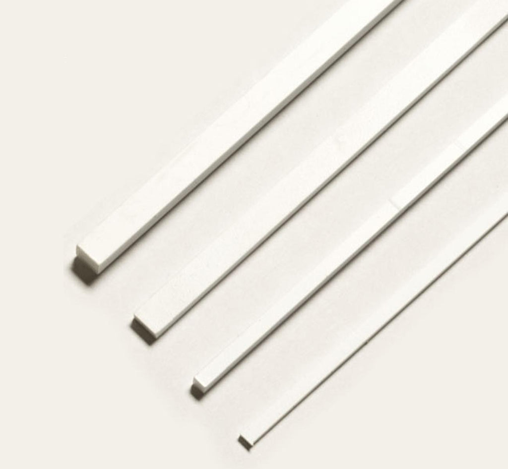 AU Stock Pack of 10 ABS Styrene Plastic Flat Rectangular Bars 1*4mm 9.8" White