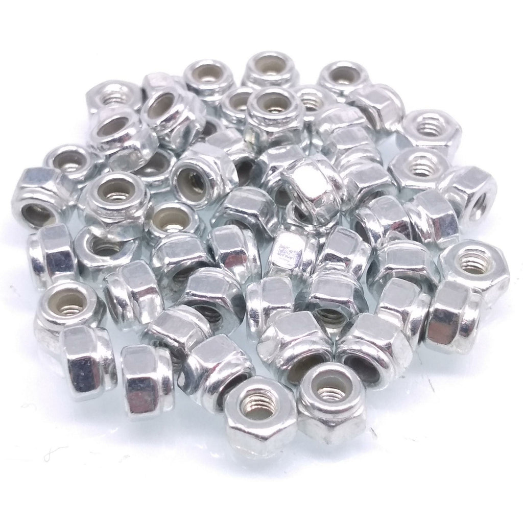 200x M2.5 x 0.45mm Self-Locking Nylon Insert Hex Nuts Zinc plated Carbon Steel