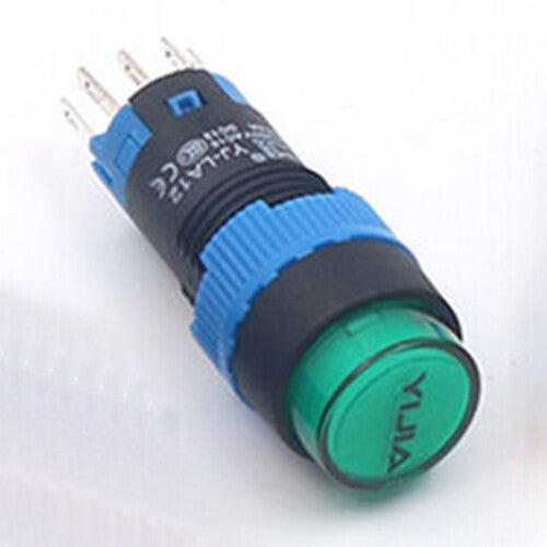 10x Round Push Button Switch 12mm Momentary 1 NO 1 NC LED Green Illuminated LA12