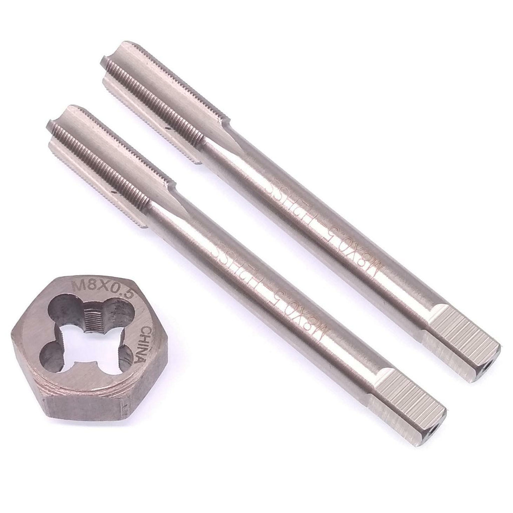 HSS M8 x 0.5mm Taper & Plug Tap & M8x0.5mm Hexagon Die Metric Thread Right Hand
