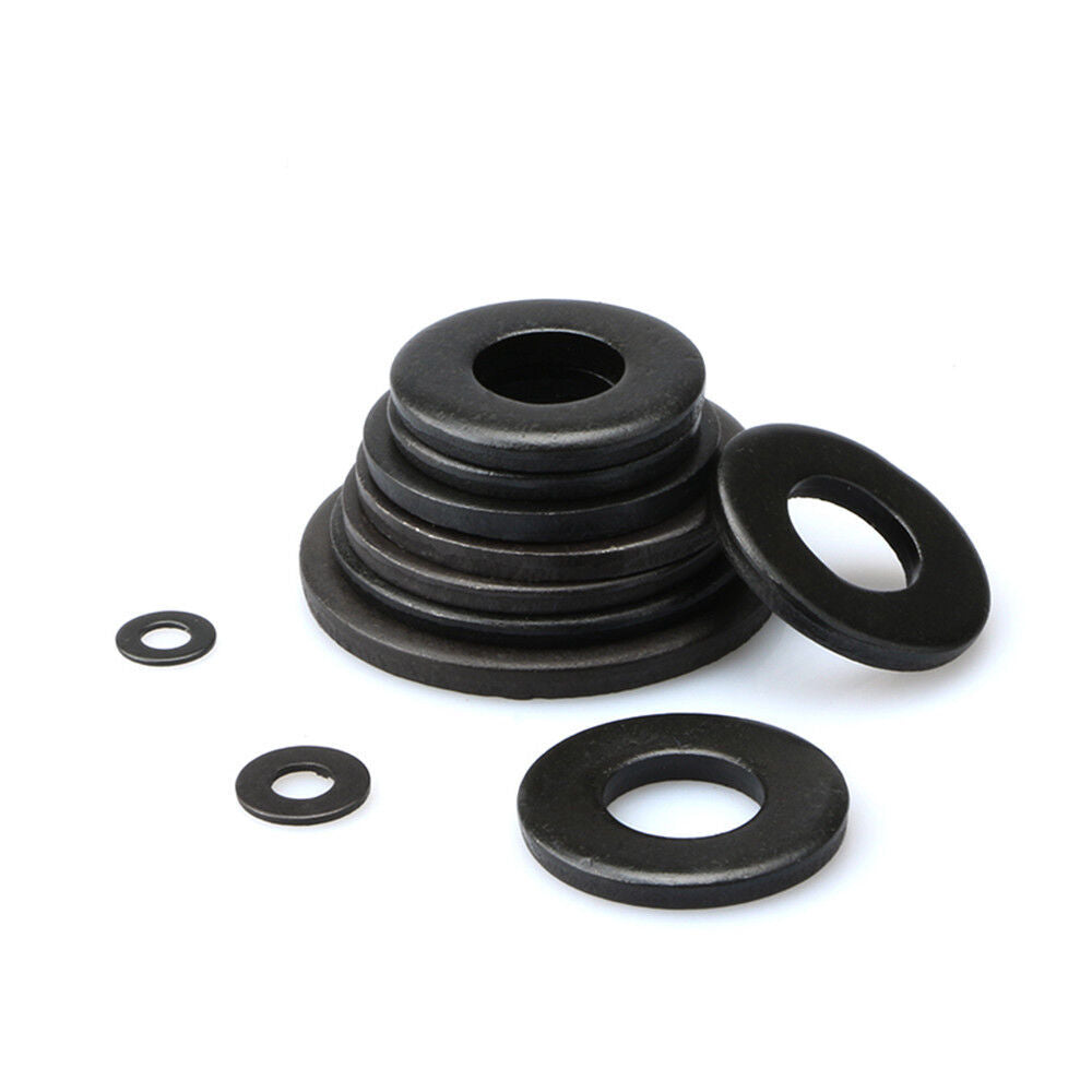 500pcs M2.5 x 5mm x 0.5mm Black Carbon Steel Metric Flat Washers Plain Gasket