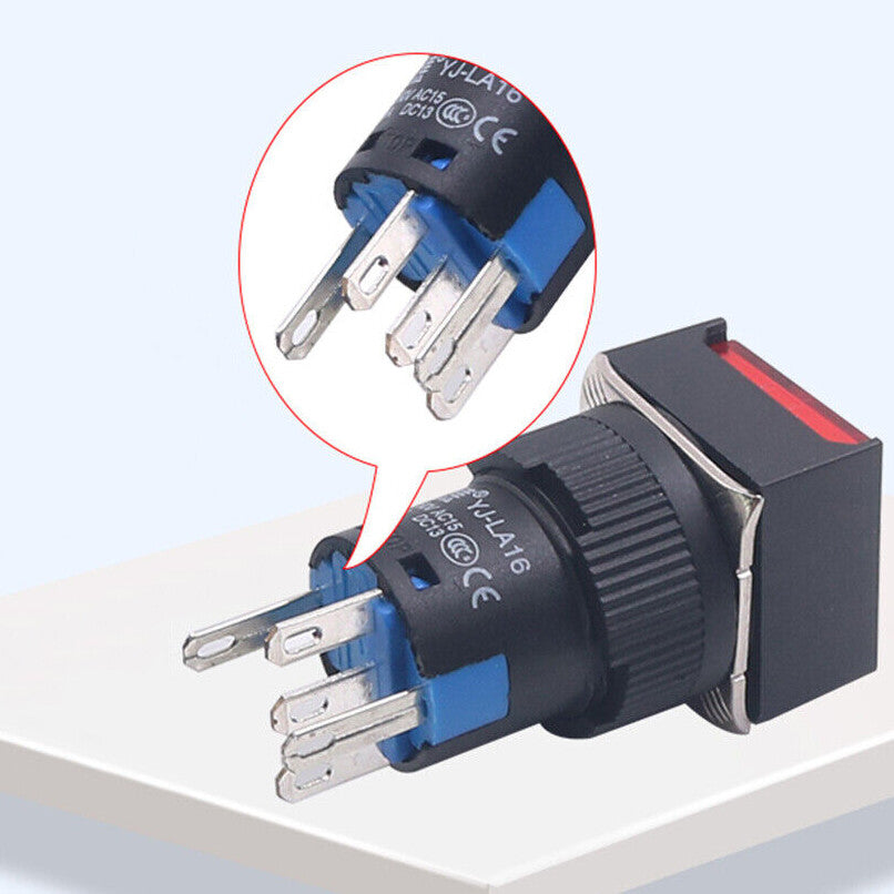 5pcs 12V Green 16mm Momentary Push Button Switch ON/OFF 5A 250V 1 NO1 NC