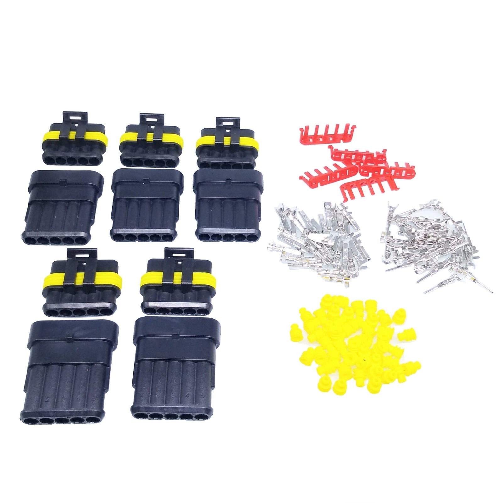 US Stock 5 Sets 5 Pin Way Sealed Waterproof Electrical Wire Connector Plug Kit