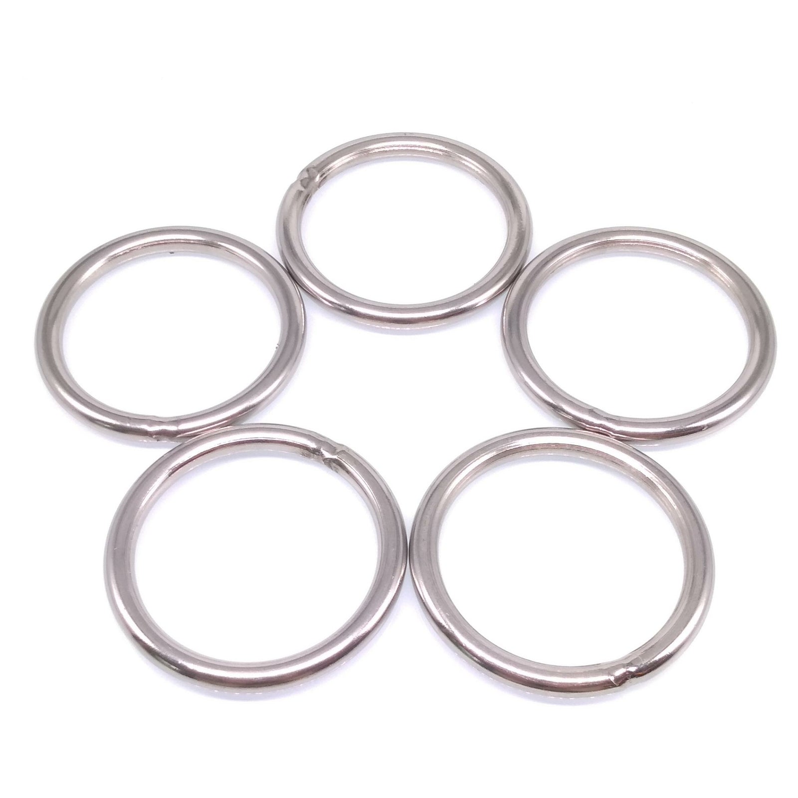 5pcs 304 Stainless Steel Seamless Metal O Ring Welded Round OD 60mm Wire Dia 6