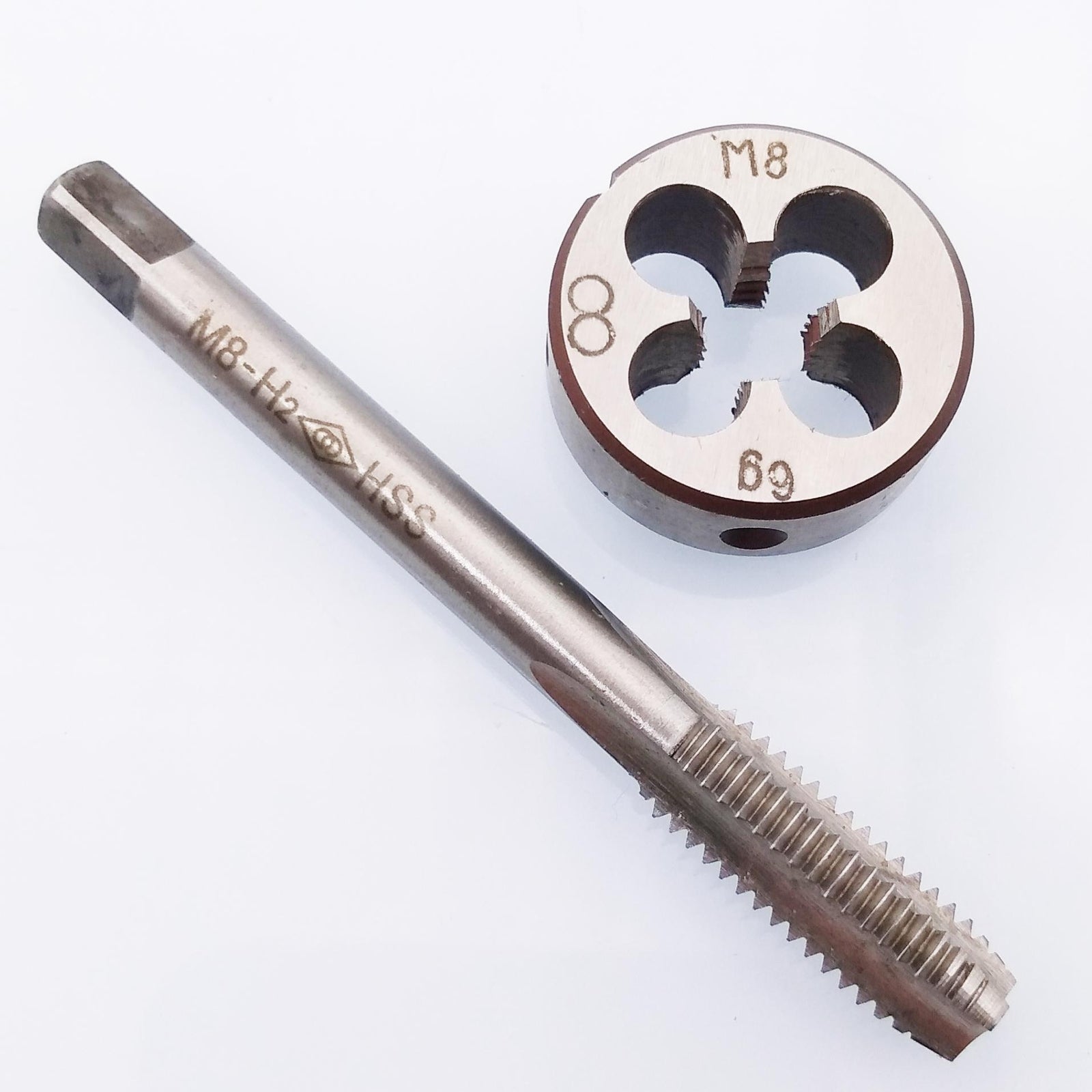 US Stock HSS M8 x 1.25mm Tap & M8 x 1.25mm Die Metric Thread Right Hand