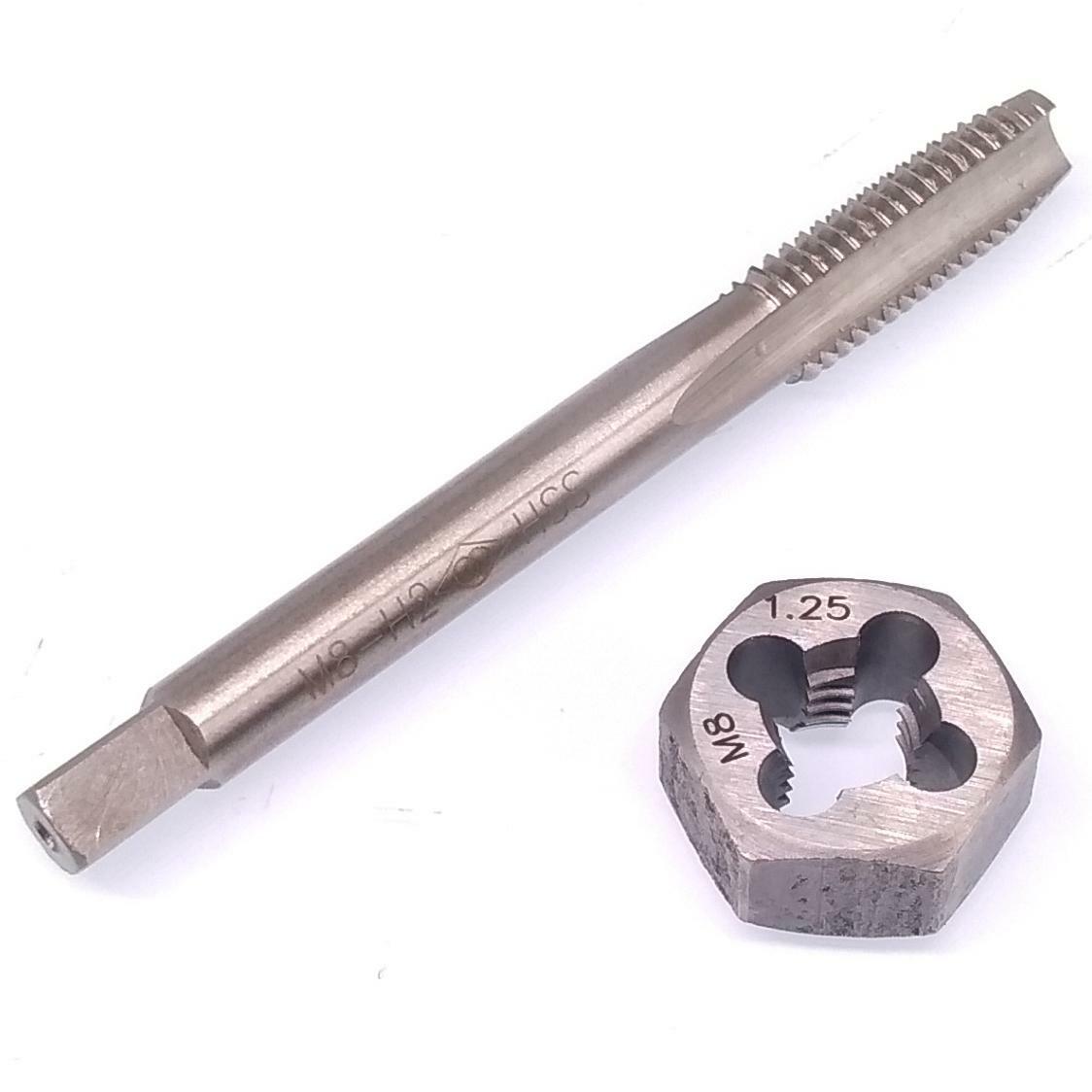 US Stock HSS M8 x 1.25mm Tap & 8x1.25mm Hexagon Die Metric Thread Right Hand Set