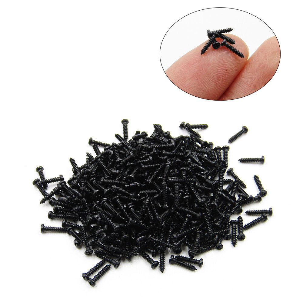 100pcs Black Self Tapping Screw Phillips Pan Head Small Micro M1.2 x 8mm
