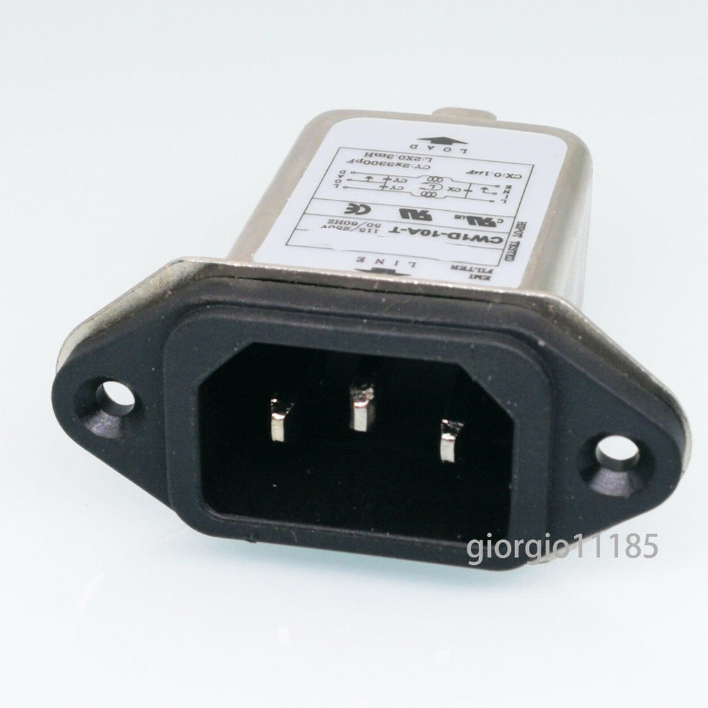 US Stock Solder Lug Terminals IEC 320 C14 Power Socket EMI Filter 115/250V 10A