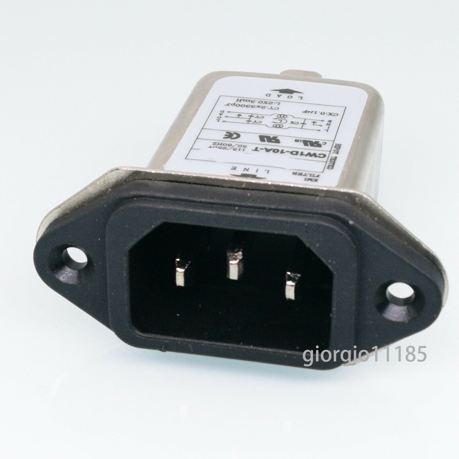 US Stock Solder Lug Terminals IEC 320 C14 Power Socket EMI Filter 115/250V 10A