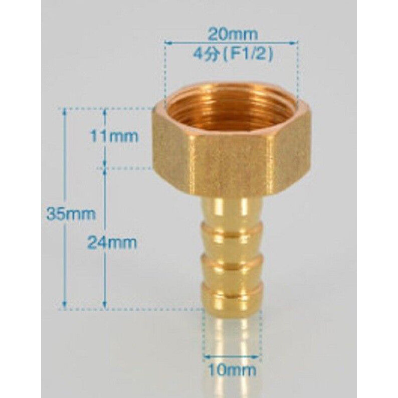 1/2 " Brass Barb Hose Fitting BSP Garden End Repair Female Thread-10mm Connector