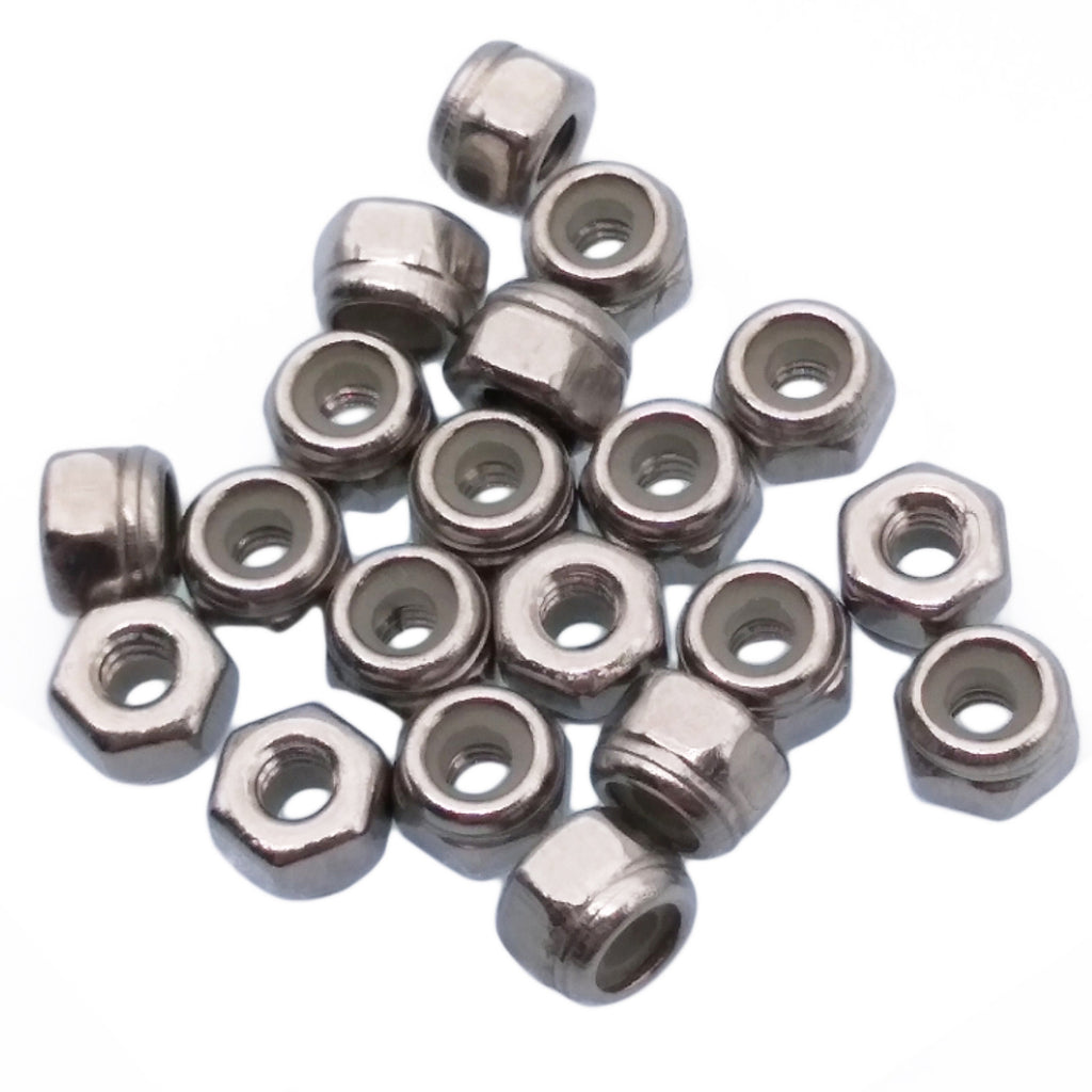 US Stock 20pcs M2 x 0.4mm Nylon Insert Hex Lock Nut DIN985 A2 Stainless Steel