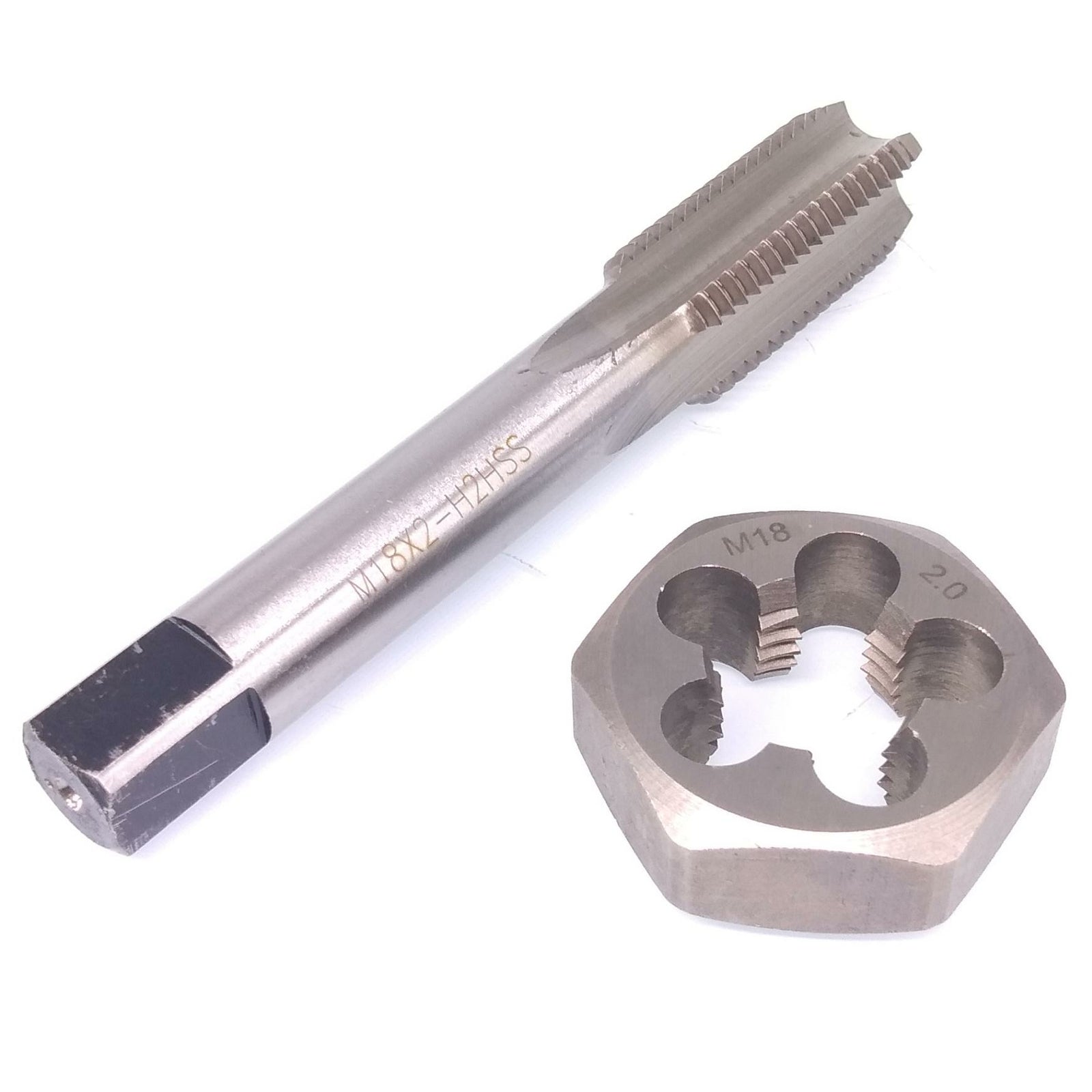 US Stock HSS M18 x 2mm Tap & M18 x 2mm Hexagon Die Metric Thread Right Hand Set
