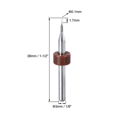 1Set (10Pcs) 0.1mm Carbide CNC Engraving Circuit Board Micro PCB Drill Bits