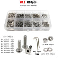 1200pcs M1.6 Hexagon Hex Socket Ultra Thin Head Screw Bolt Set 304SS