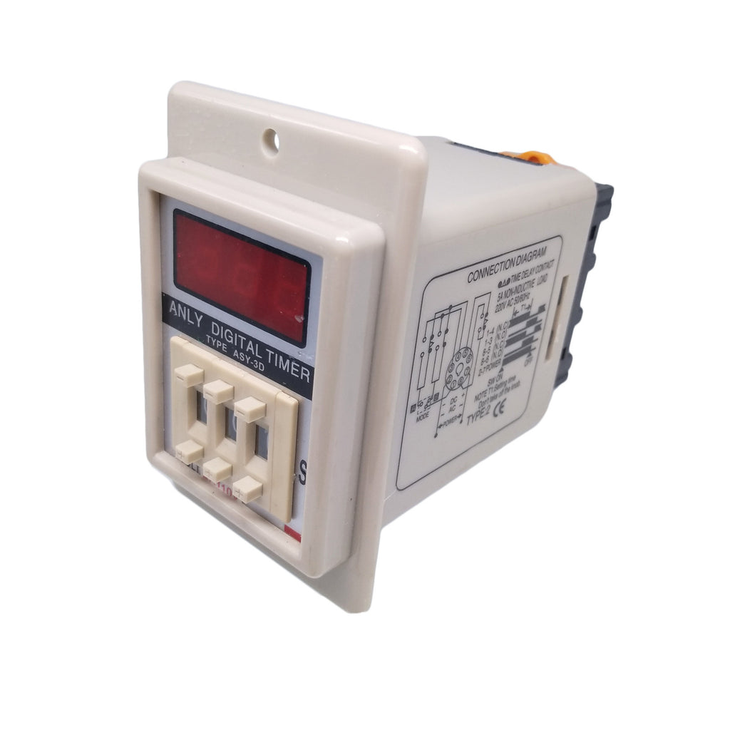 US Stock ASY-3D 1-999s DC24V Power On Delay Timer Digital Time Relay 8P W/ Base