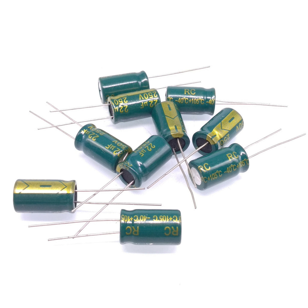 10pcs Electrolytic Capacitors 22uF 22mfd 250V +105℃ Radial 10 x 17mm