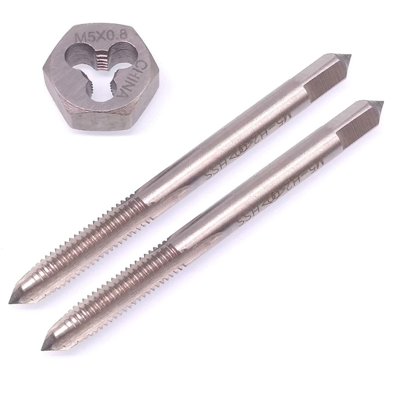 HSS M5 x 0.8mm Taper & Plug Tap & M5x0.8mm Hexagon Die Metric Thread Right Hand