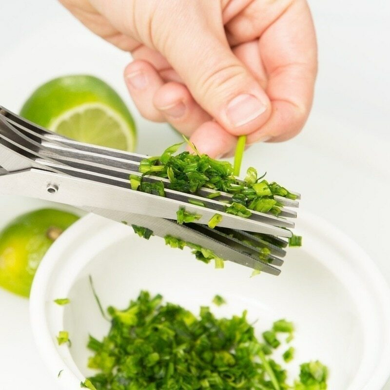 Vegetable Slicer Scissors Stainles Steel Spring Onion Cutter 5 Sharp Blades