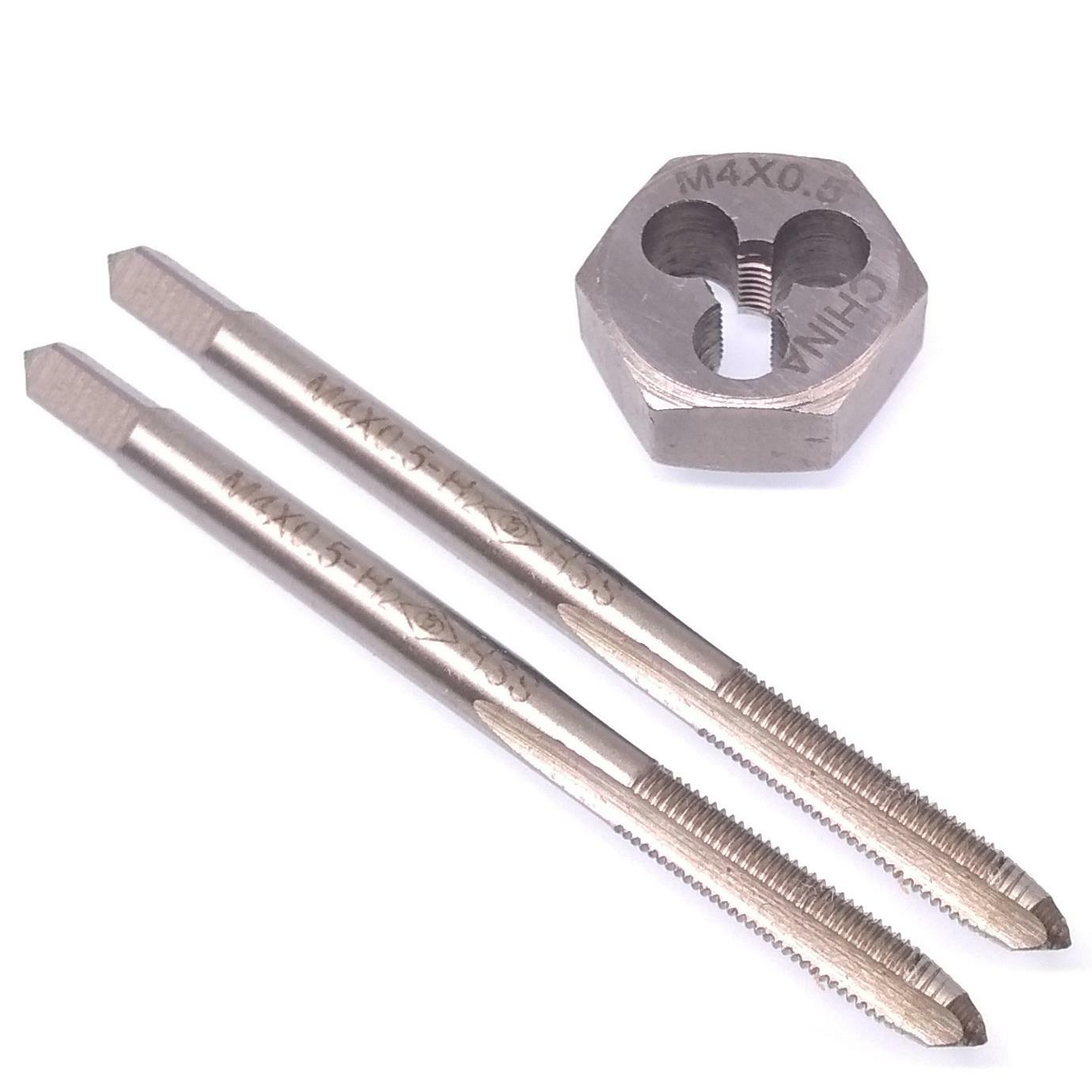 HSS M4 x 0.5mm Taper & Plug Tap & 4 x 0.5mm Hexagon Die Metric Thread Right Hand