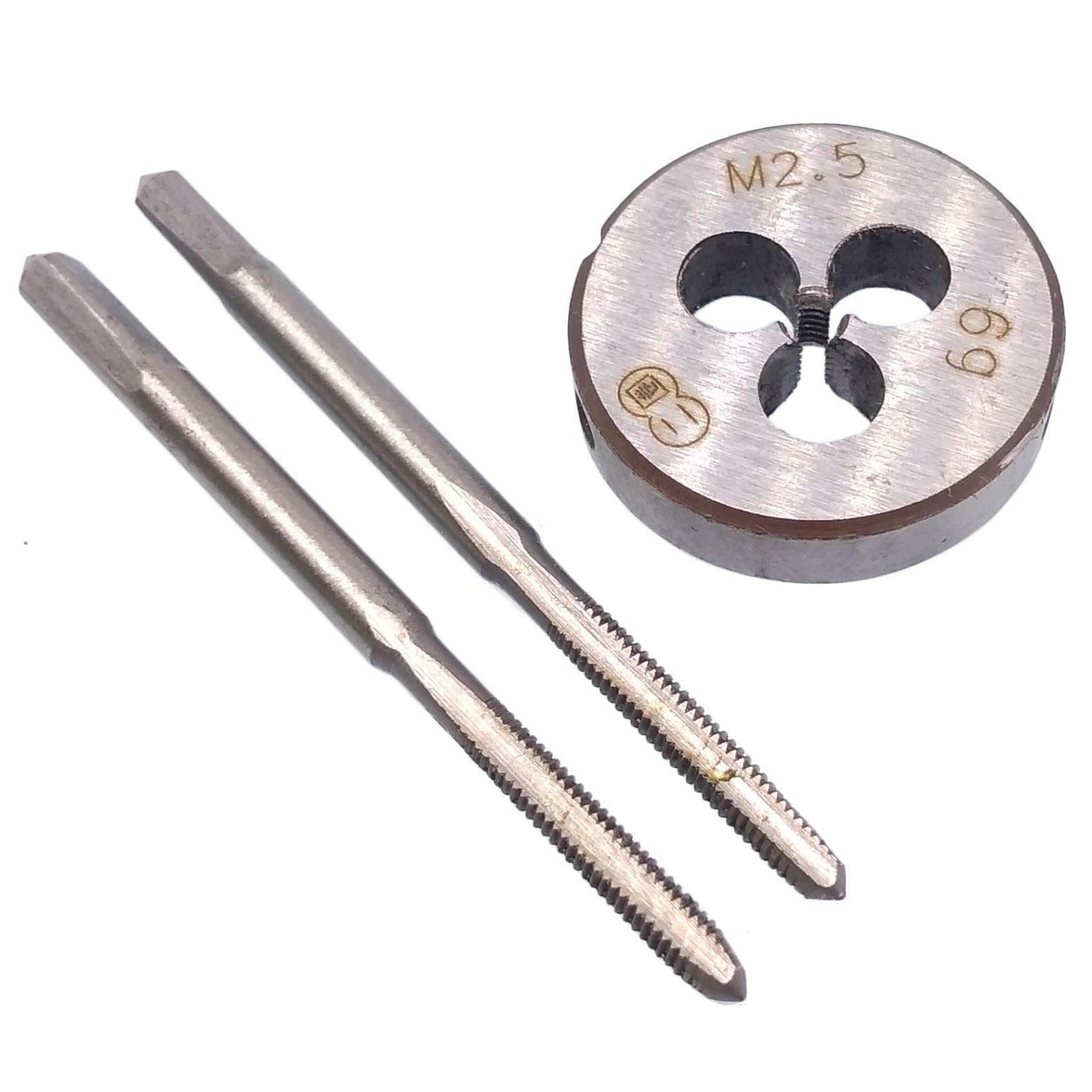HSS M2.5 x 0.45mm Taper & Plug Tap & M2.5 x 0.45mm Die Metric Thread Right Hand