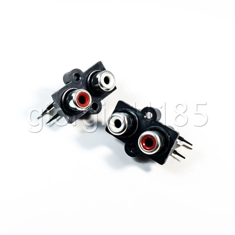 5x Panel PCB Mount 2 Way RCA Female Jack Audio Connector Socket Stereo