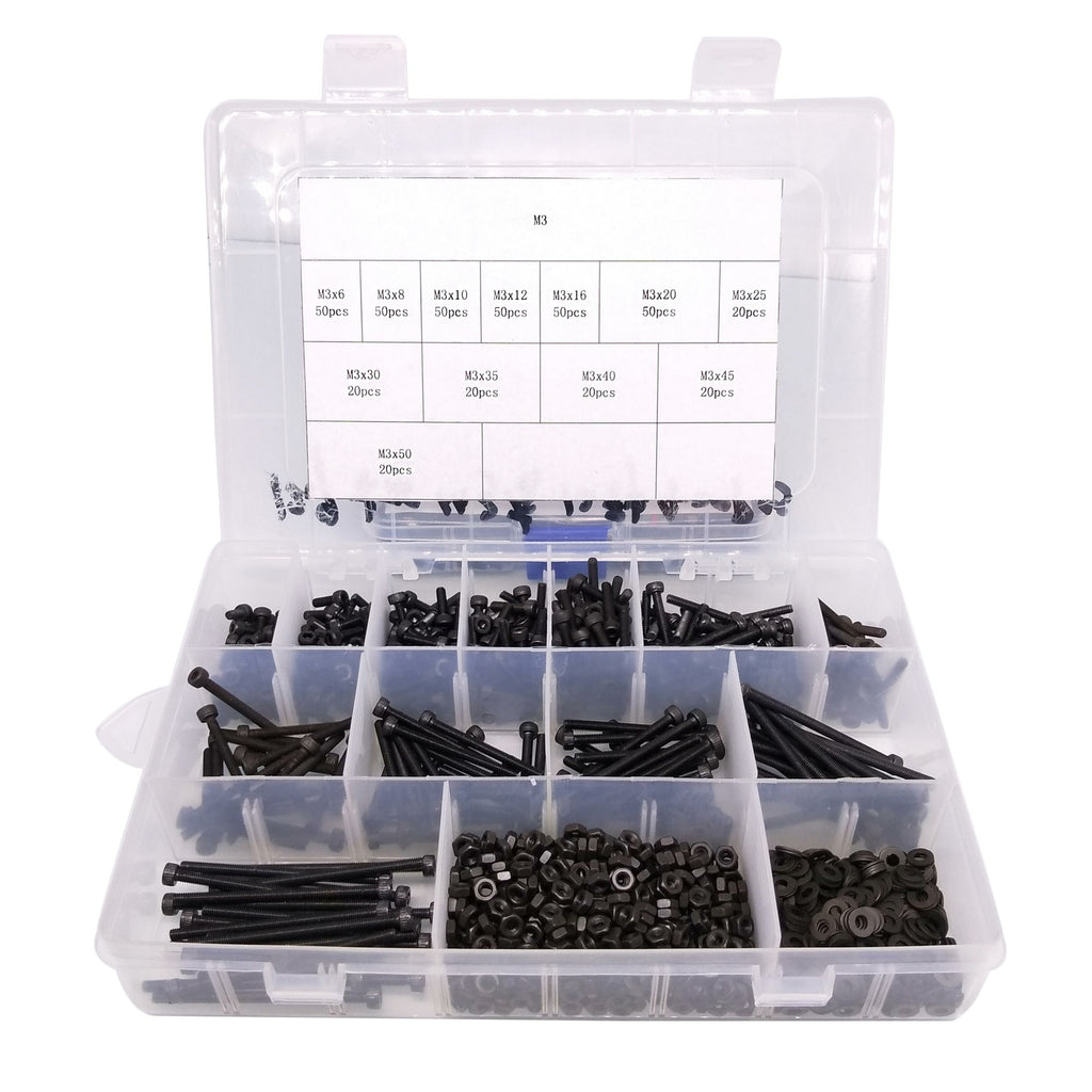 420x M3 Socket Head Cap Screws Steel Allen Socket Nuts Washers Assortment Kit