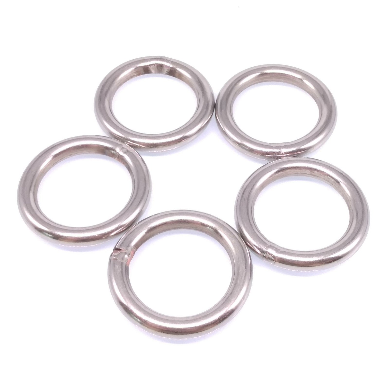5pcs 304 Stainless Steel Seamless Metal O Ring Welded Round OD 40mm Wire Dia 6
