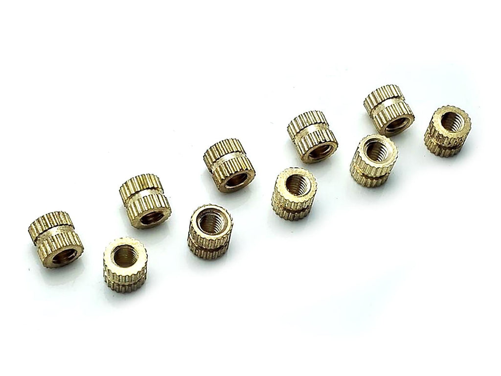 US Stock 50x M4 L6mm OD6.3mm Brass Cylinder Knurled Threaded Insert Embedded Nut