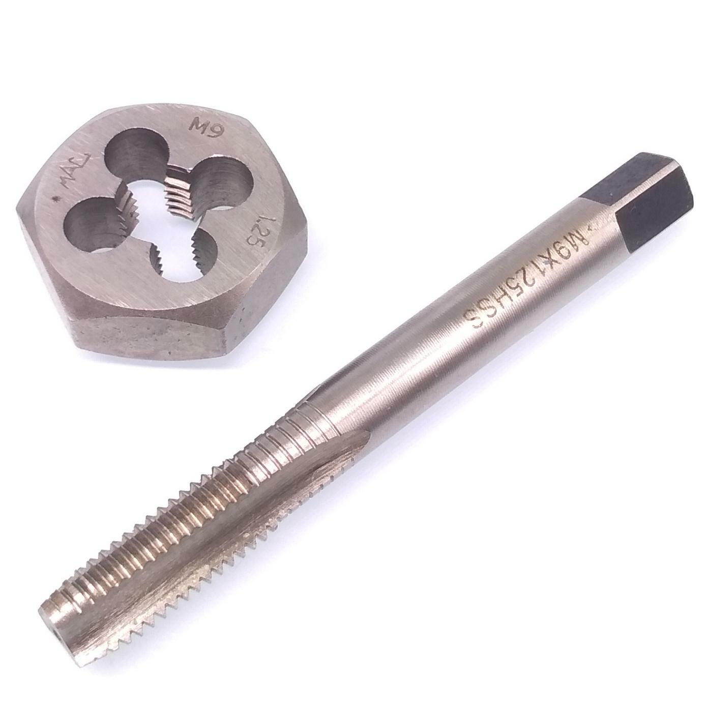 US Stock HSS M9 x 1.25mm Tap & 9x1.25mm Hexagon Die Metric Thread Right Hand Set