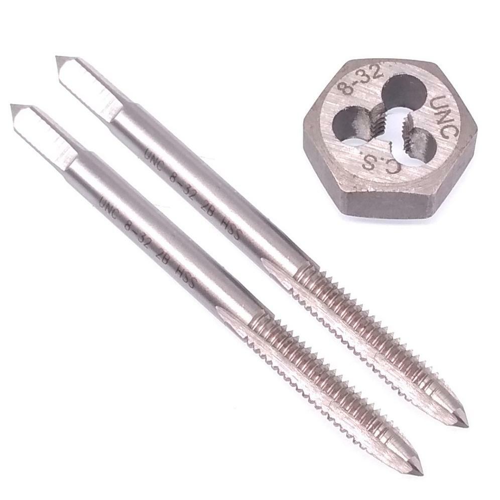 HSS 8-32 Taper & Plug Tap & 8-32 Hexagon Die Thread Right Hand Set
