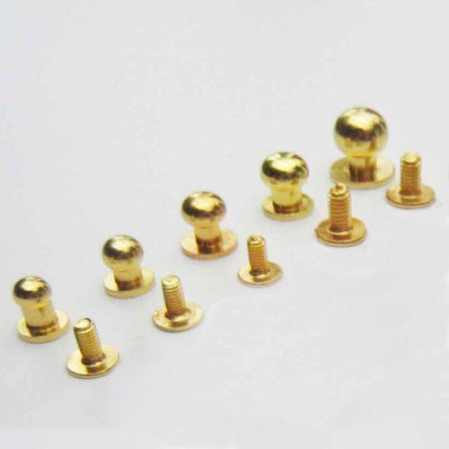 10pcs 7mm Solid Brass Round Head Stud Screwback Leather Bag Screw Nail Rivet