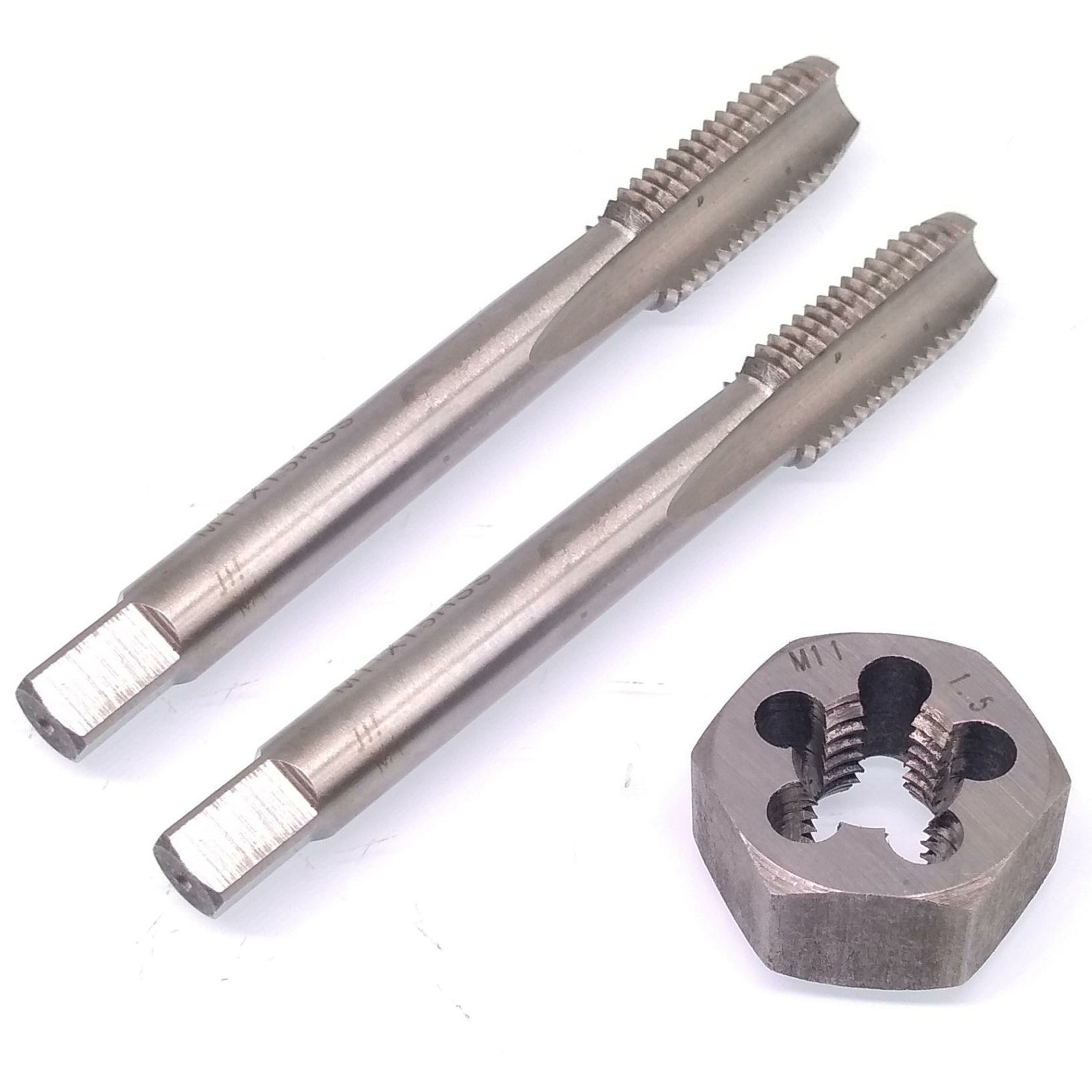 HSS M11 x 1.5mm Taper & Plug Tap & 11x1.5mm Hexagon Die Metric Thread Right Hand