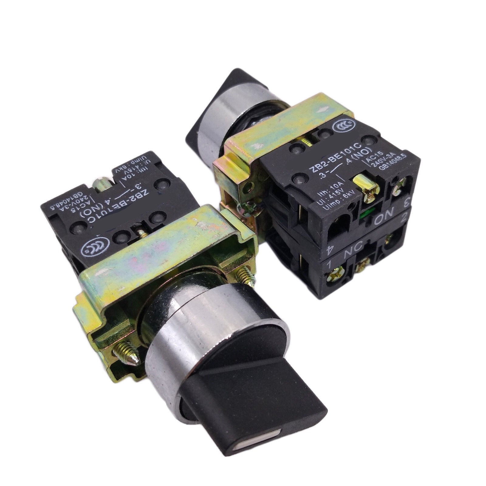 2x XB2-BD25C ON-OFF 2-Position 1NO+1NC Latching Rotary Selector Switch