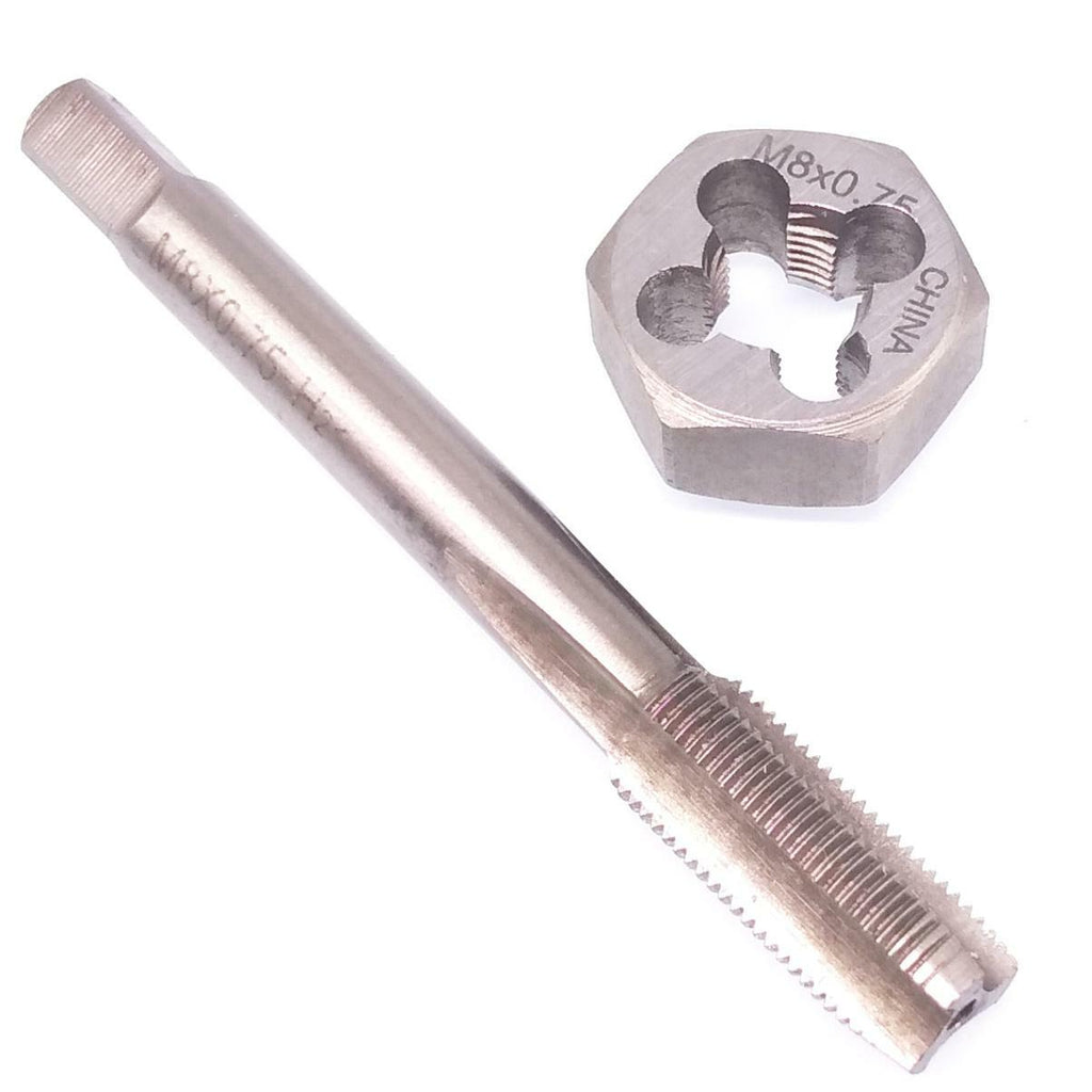 US Stock HSS M8 x 0.75mm Tap & 8x0.75mm Hexagon Die Metric Thread Right Hand Set