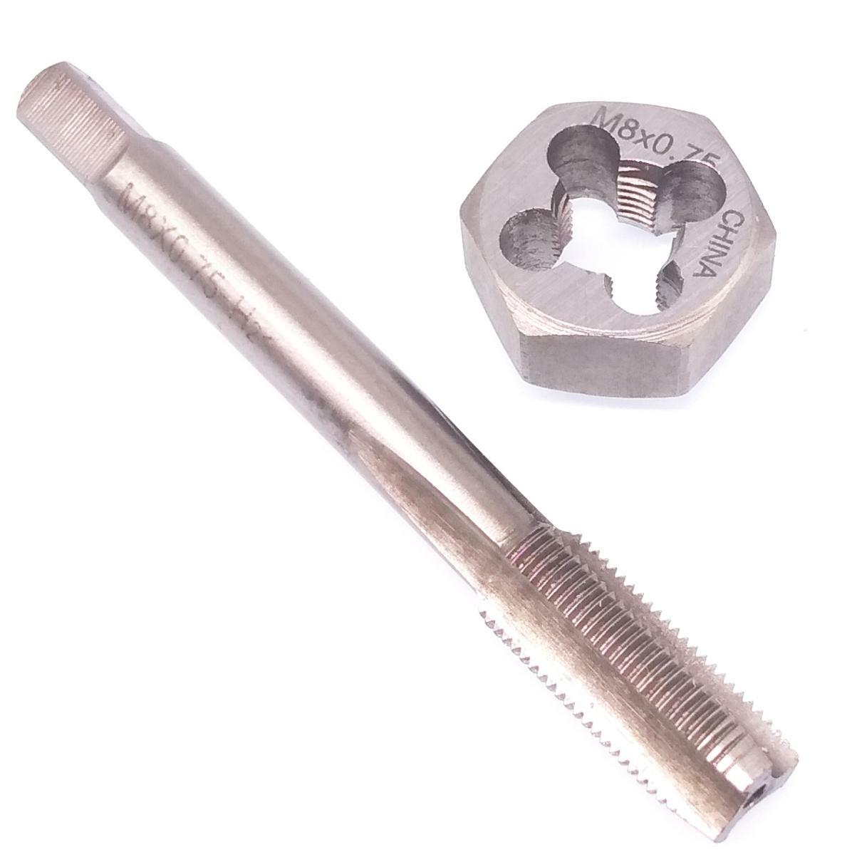 US Stock HSS M8 x 0.75mm Tap & 8x0.75mm Hexagon Die Metric Thread Right Hand Set