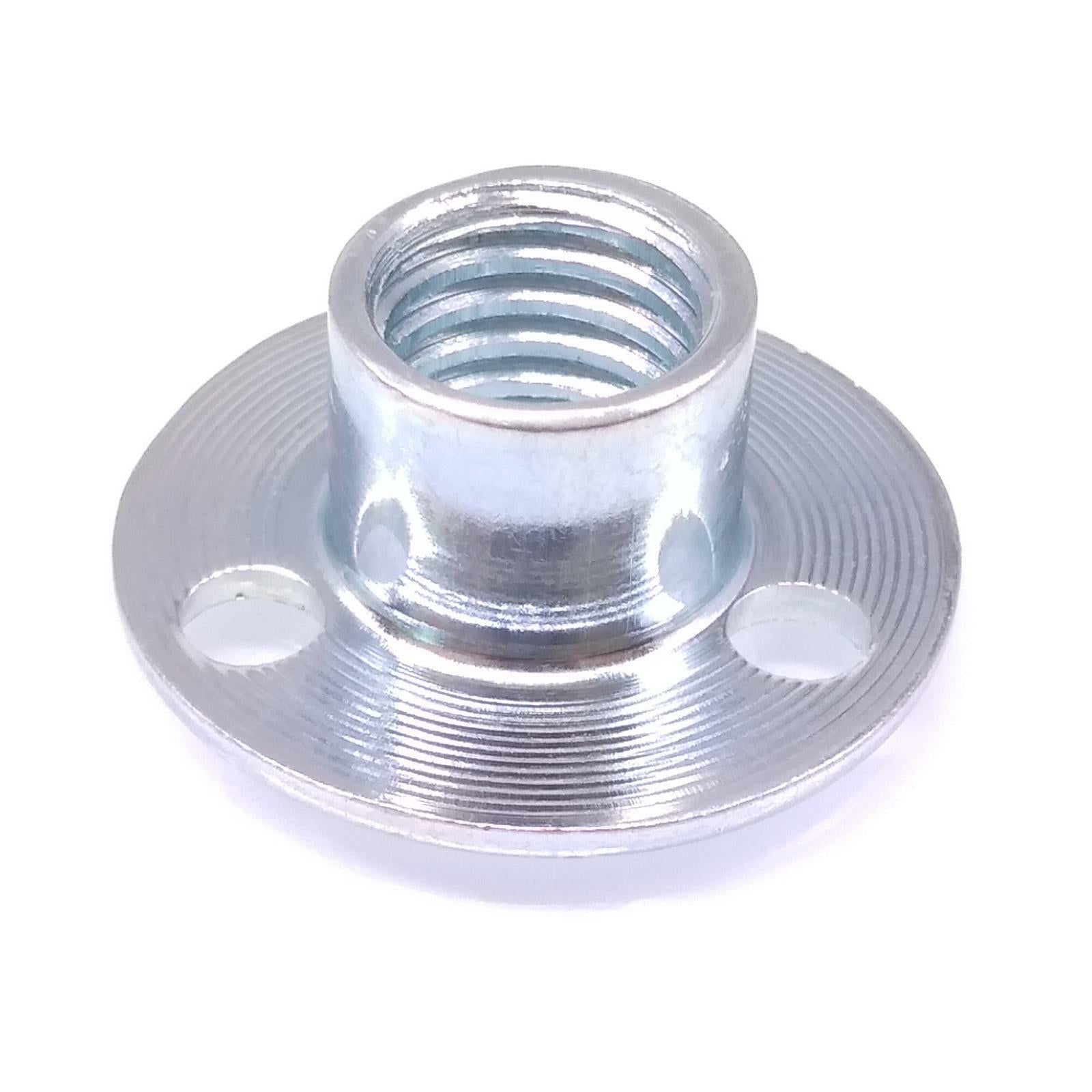 50pcs M10 x 25 x 1.8 Steel Round Base T Nut Three Brad Hole Furniture Tee Nut