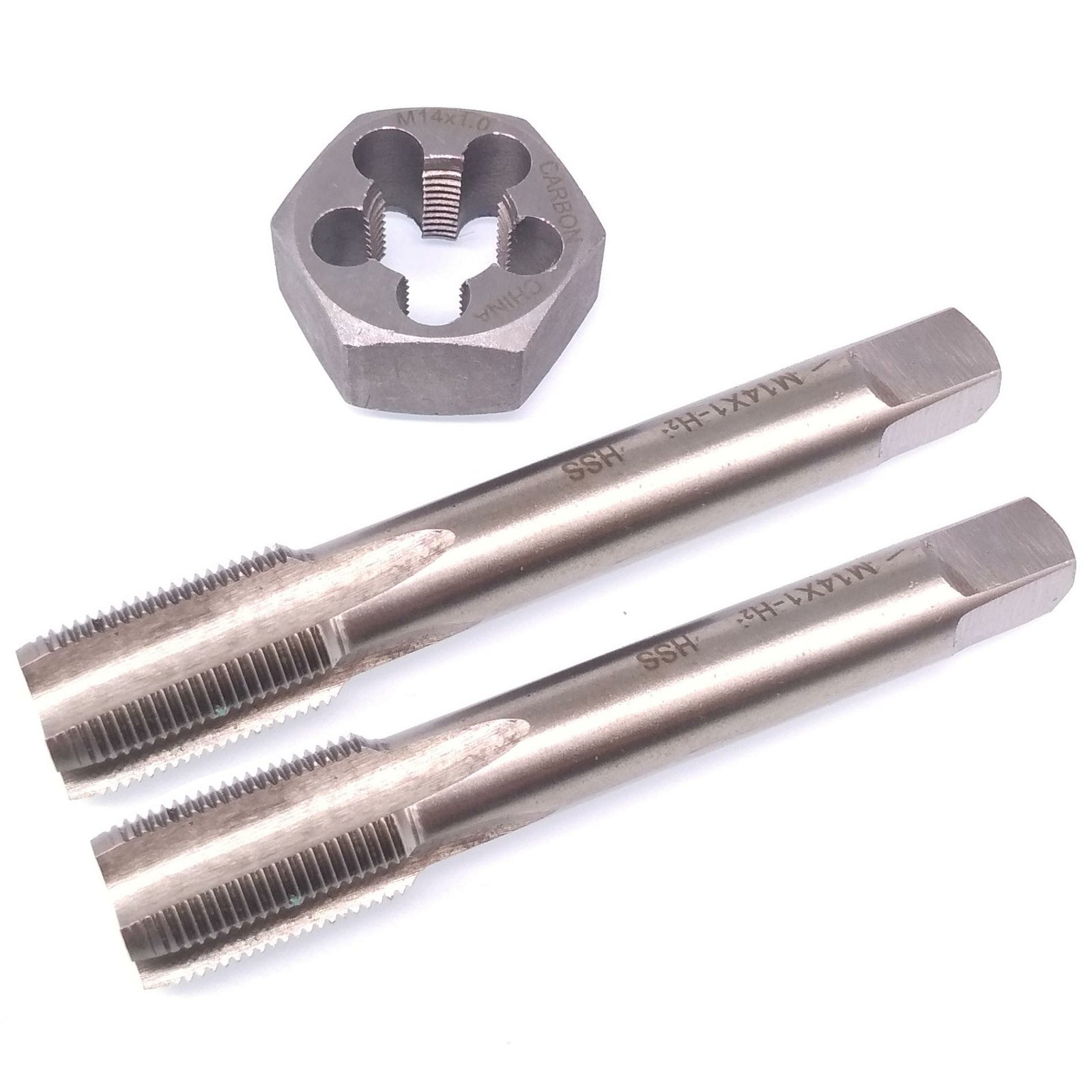HSS M14 x 1mm Taper & Plug Tap & 14x1mm Hexagon Die Metric Thread Right Hand Set