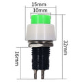 5pcs 10mm 2A 250VAC Mini Round Push Button Switch Latching ON/OFF Green
