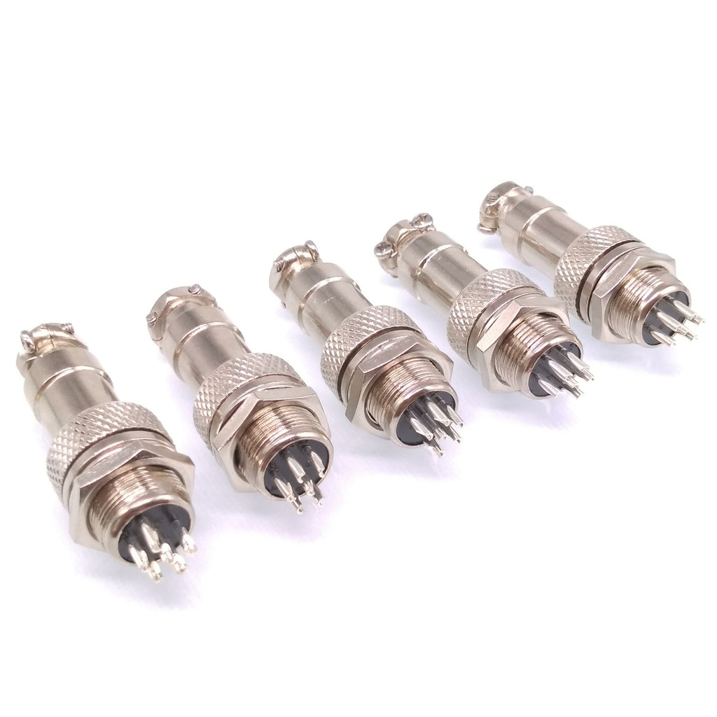 AU Stock 5Set GX12 6Pin 12mm Panel Mounting Metal Aviation Connector Plug Socket