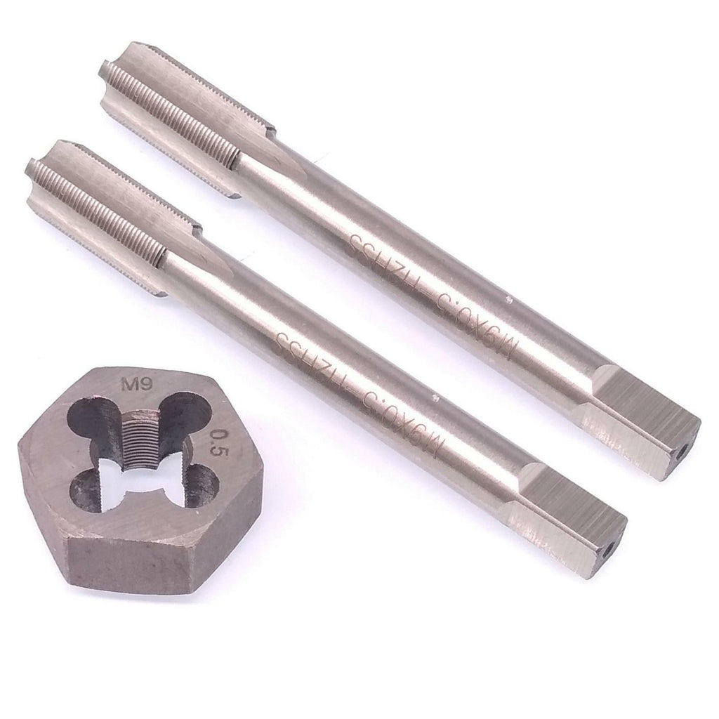 HSS M9 x 0.5mm Taper & Plug Tap & 9 x 0.5mm Hexagon Die Metric Thread Right Hand