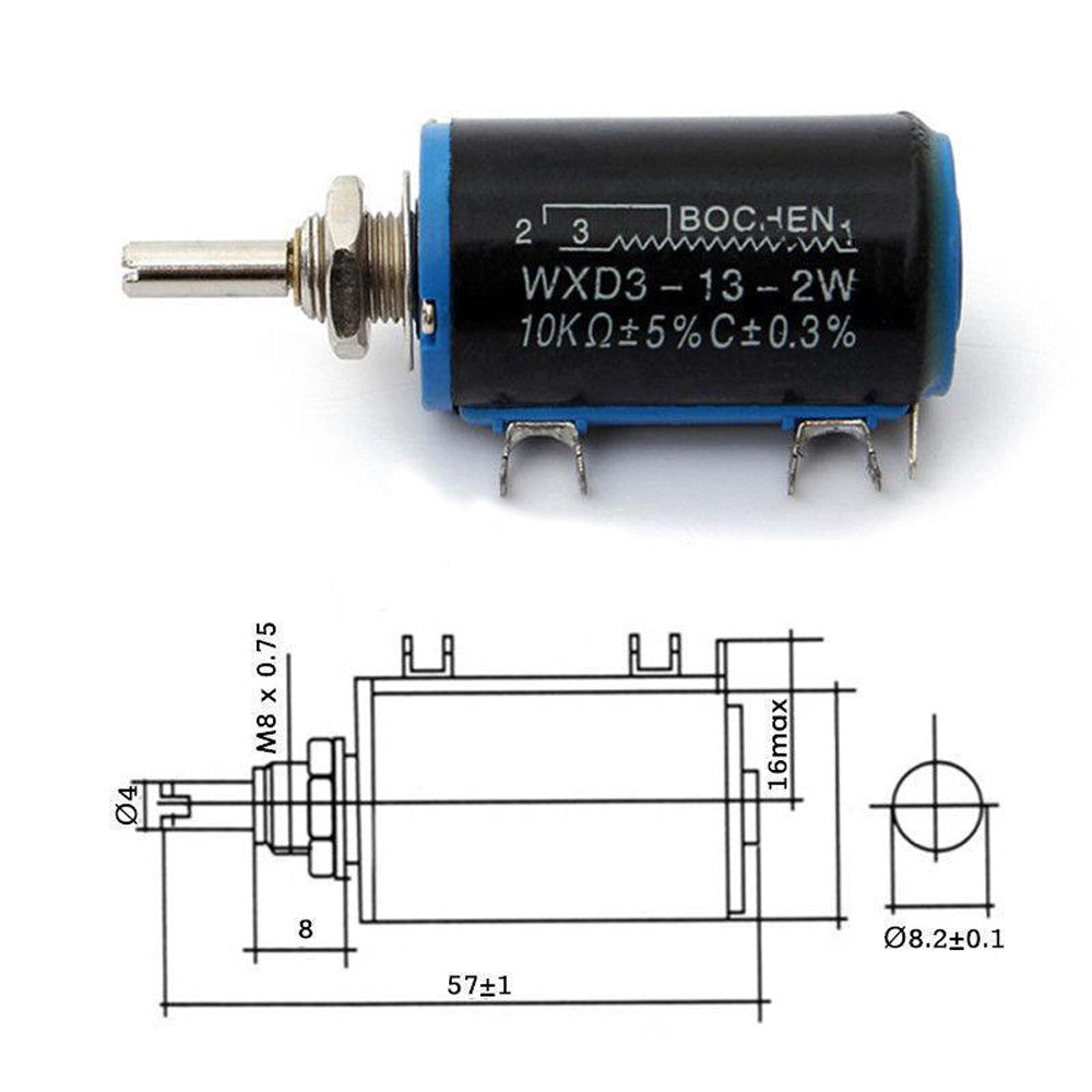 US Stock 2x 1K ohm WXD3-13 Rotary Multi-turn Wirewound Precision Potentiometer