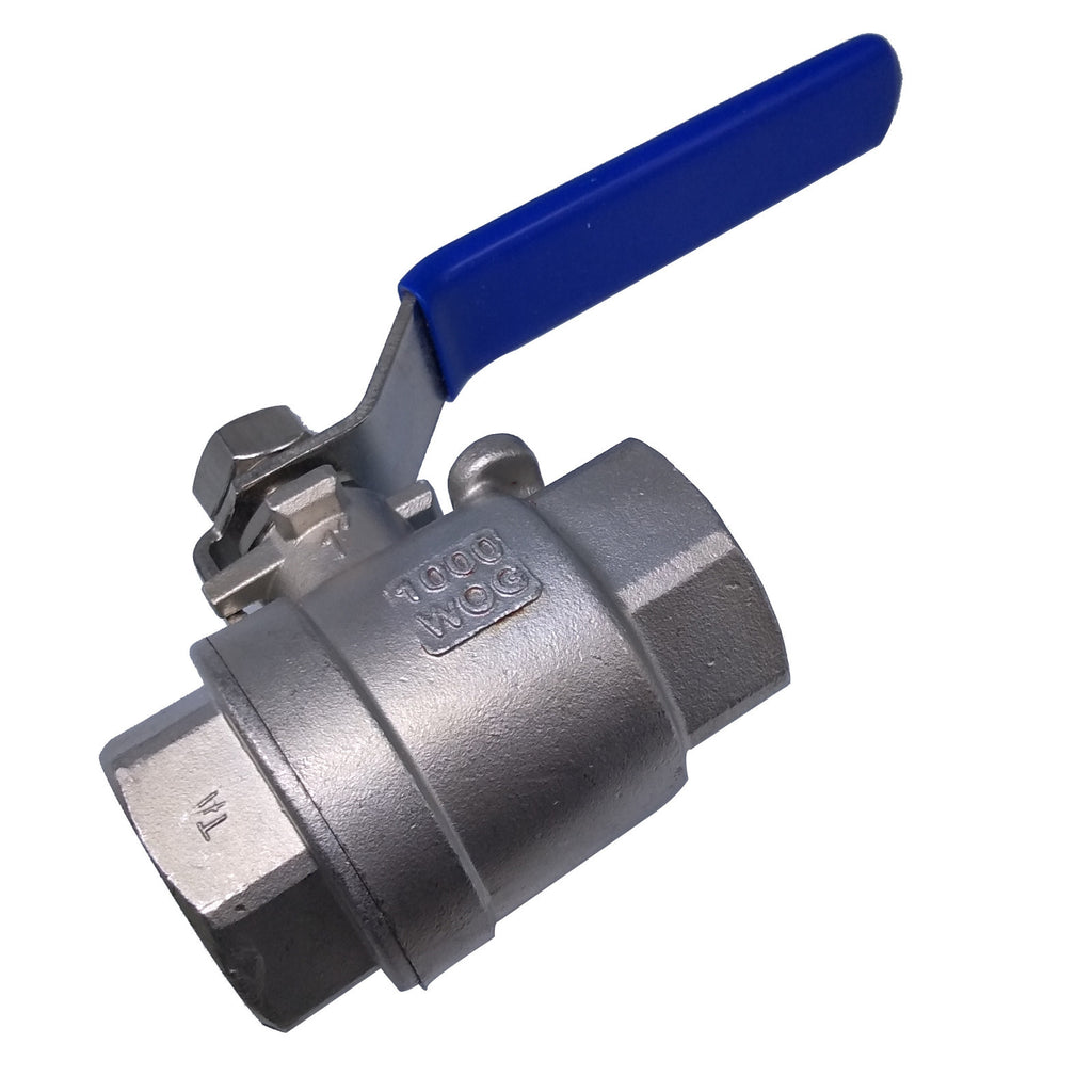 US Stock 1" NPT Female 2-Piece 304 Stainless Steel Full Port Ball Valve WOG1000