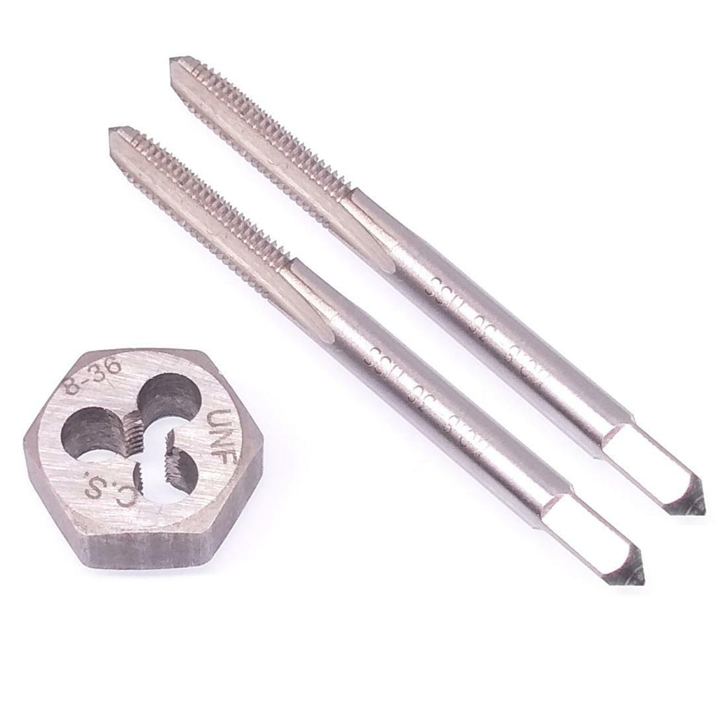 HSS 8-36 Taper & Plug Tap & 8-36 Hexagon Die Thread Right Hand Set