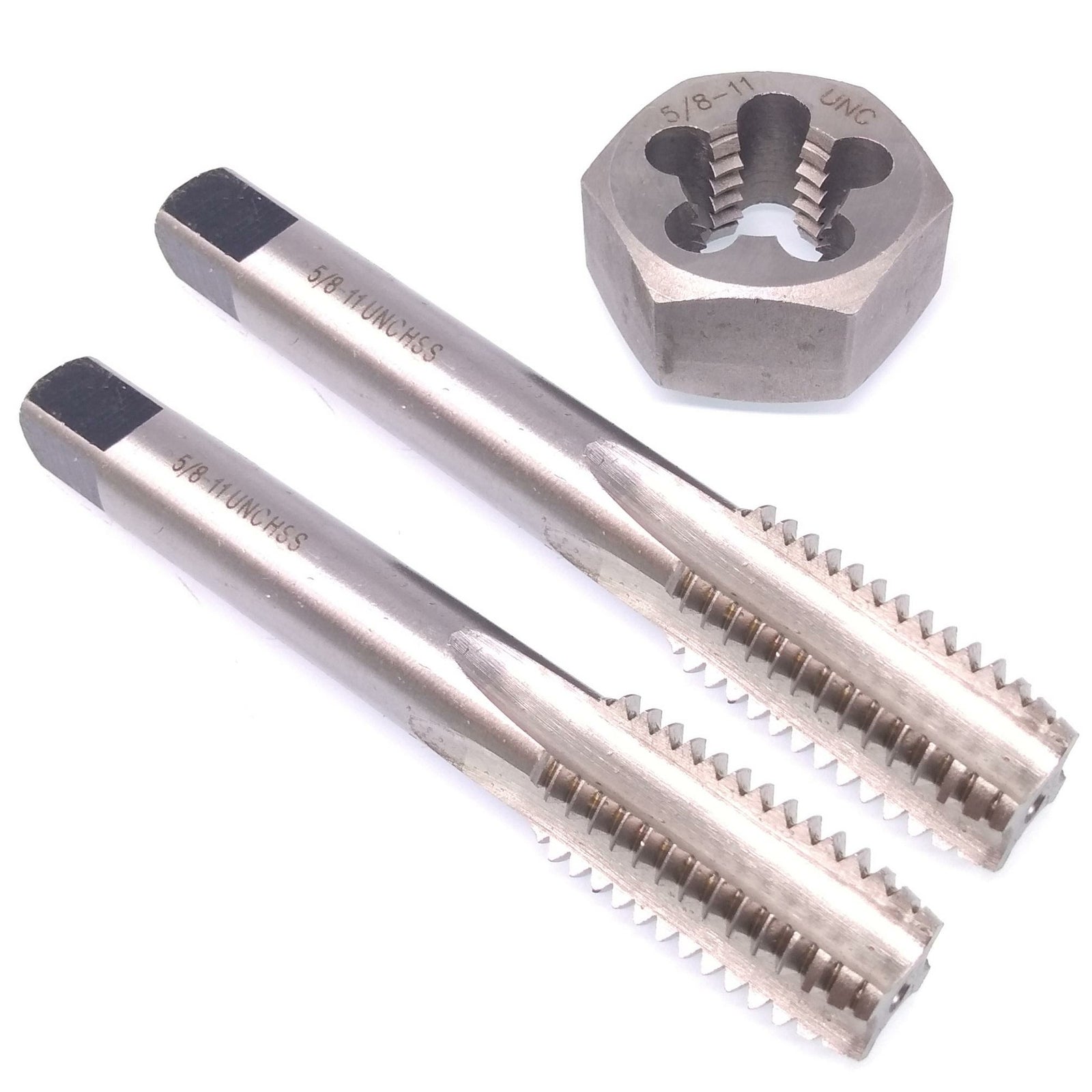 HSS 5/8-11 Taper & Plug Tap & 5/8-11 Hexagon Die Thread Right Hand Set