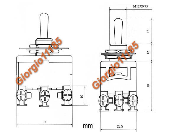 US Stock ON-ON 3PDT 9 Pin Terminals Latching Toggle Switch 302 AC 250V 15A